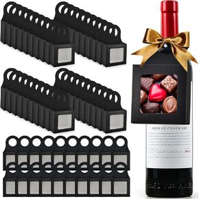 30 PCS Kraft Paper Wine Bottle Boxes with Transparent Window Hanger Foldable Wine Bottle Empty Gift Boxes with Hanger for Valentines Christmas Candy Truffles Chocolate Cookies Packing, Kraft