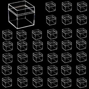 36 Pack Small Clear Boxes with Lids, 2x2x2 Inches Candy Containers for Party Favors, Mini Acrylic Square Cube Display Box for Easter,Treat, Cosmetics, Jewelry