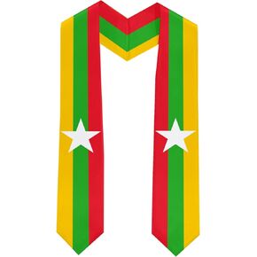 Class of 2025 Myanmar Flag Graduation Stole Celebrate Your Academic Achievements in Style with Our Elegant Satin Sash 71" long