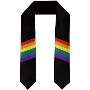 LGBQT Pride Rainbow Flag Graduation Stole Satin Stole Scarf for Study Aboard International Students 72" Length