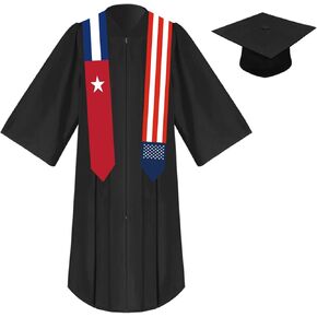 2025 Unisex St 72 Inch Cuba Flag and USA Flag Mixed Graduation Stole Sash Graduation Scarf For Graduation's Day (Baccalaureate Gown and Hat Not Included)
