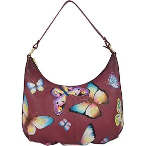 Anuschka Women's Original Hand-Painted Genuine Leather Ruched Hobo