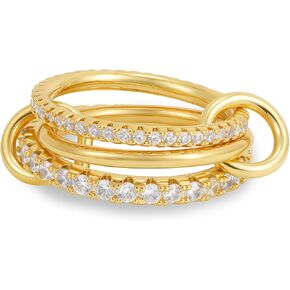 Gold Stackable Rings for Women, 18K Gold Plated CZ Cubic Zircon Rings, Gold Silver Multi Ring Mixed Metals Stack Rings Non Tarnish