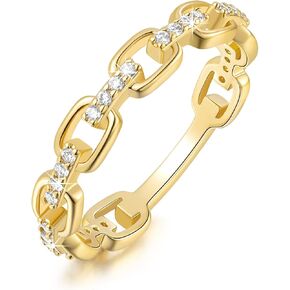 حلقات الذهب 14K للنساء غير تشويه Zirconia Zirconia Gold Rings مجوهرات قابلة للتكديس (من 5 إلى 9)