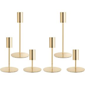 Gold Taper Candlestick Holders,Set of 6,Metal Taper Candle Sticks Stand Holders,Modern Decorative Candle Holders for Wedding Certerpieces,Festive, Mantel,Home,Party (French Glod, Set of 6)