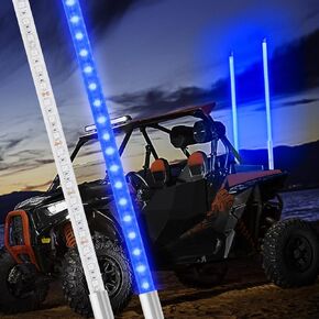 1PC 3ft LED Whip Green Lights Waterproof Flag Pole Safety Antenna with Flag for Can Am Maverick X3 Sand Dune Buggy UTV ATV 2020 Polaris RZR XP 4X4 Offroad Truck 4 Wheels(Red)