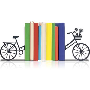 Bicycle Bookends Metal Bike Decor Bicycle Book Ends for Shelves Bookshelf Decorative Objects Home Office Desk Gifts for Family（Black）