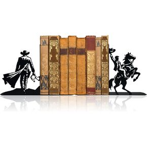 Western Cowboy Metal Bookends ، Decore Cowboy Decore ، Beadings Freefy ، Bookends ، Devinative Decor ، Decor Western for Home Room Desk Desk Shelf Western Room Decor Library ، هدية للرجال صديقها