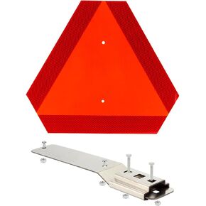 Slow Moving Vehicle Sign with Mounting Bracket Kit, Aluminum Slow Moving Vehicle Triangle Sign for Golf Vehicles Cart Farm Tractor Outdoor Accessories