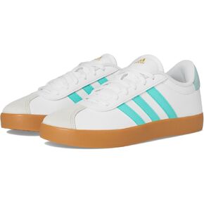Adidas VL Court 3.0 حذاء رياضة ، أبيض/فلاش أكوا/ألومينا ، 12.5 الولايات المتحدة للجنسين الصغير