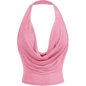 Soly Hux Women's Cowl Neck Halter Neck Out Out Tops Open Open Slyveless Y2K محصول خزان محصول
