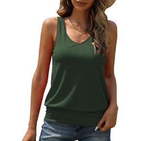 Veatzaer Women v Tops Tank Tops Summer Summer Fluged Lipless Tops Lough Loughded Dounded Dornder in Kuwait