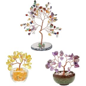 3 PCS Crystal Tree House Chakra Decor Feng Shui شجرة بلورات صفراء جمشت الحياة 7 شقرا شفاء الأشجار الكريستالية للنساء Arbol de la vida الهدايا الروحية