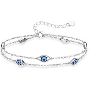 925 Sterling Silver Ankle Bracelet Sea Turtle/Infinity/Wave Seashell/Evil Eye Anklet Bracelet Adjustable Summer Beach Ocean Jewelry for Women