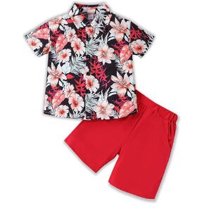 Toddler Boy Clothes Kids Summer Hawaiian Shirts Down Button + Shorts 2 Pcs Outfit