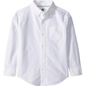Janie and Jack Boy's Long Sleeve Oxford Button-Up Shirt (Toddler/Little Kids/Big Kids) White 12 Big Kid