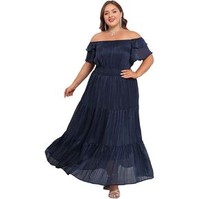 Znu Plus Size Maxi Dresses for Women 2025 ، Summer Wedding Guest Off the Counder Cocktail Party Dress