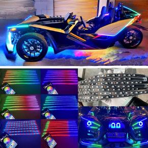 Dream Color Illuminated 8PCS 2FT 24inch 60CM Bluetooth Chase Dynamic LEDs IP68 Strips Lights KIT Polaris Slingshots Hood Lights