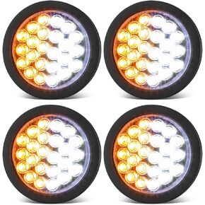 4 "Round Amber White LED LED Strobe Lights 24leleds Tail Light Stop Stop Tail Tail Light Light Light