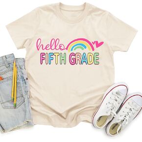 اليوم الأول من قميص المدرسة الفتيات الفتيان قبل المدرسة حتى الصف الخامس Tshirt Kids العودة إلى مدرسية قمم Tee Tops