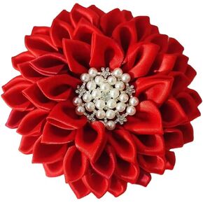 Red 4.5" Sorority Paraphernalia Flower Brooch Pin for Women, Greek Organization, Delta Sigma Theta Sorority Inspired for D9 Events, Conferences, Luncheons, J13