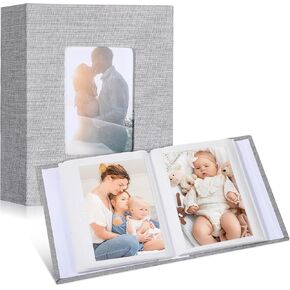 ألبوم صور صغير 4x6 100 جيوب 1pcs ، ألبومات كتاب صور شريحة غارقة مع نافذة أمامية ، ألبوم صورة محمولة للاحتفال بالاحتفال بالزفاف ، رمادي.