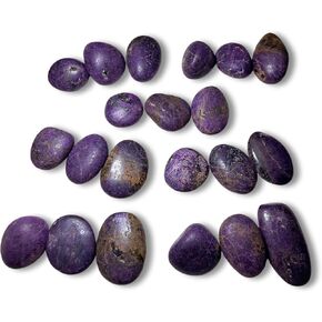 Purple Purpurite Polished Stones, Rare Tumbled Form, 3pc Set 16-28mm Natural Healing Crystal From Usakos, Namibia