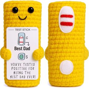 MAMAGIFTREE Funny Father’s Day Present - Best Dad Test Stick Crochet Plush - Handmade Positive Test Gag Gift for Dad from Kids or Wife, Birthday, Christmas