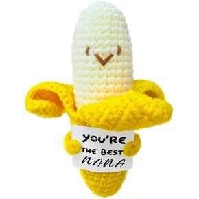 Cute Mini Banana Birthday Gift for Nana, Fun Gift from Grandchildren to Grandma, Handmade Crochet Banana Doll for The Best Nana