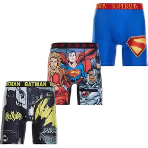 Justice League Men's Boxer Briefs - No Fly, Anti-Chafing Stitching, Comfort Shaped/Cotton Lined Crotch