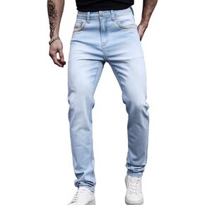 Classic Fit Jeans for Men Embroidered Design All Season Adult Denim Work Pants Everyday Casual Style Men's Pants