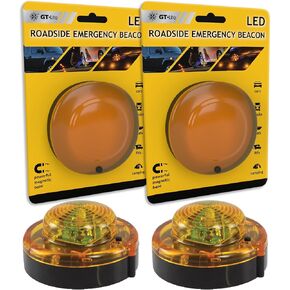 2 حزمة LED LED BEACONS صفراء ، قاعدة مغناطيسية ، 2 وضعين وميض أو ثابت ، لمجموعة الطوارئ على جانب الطريق أو عربات التي تجرها الدواب ، RV ، القارب ، سحق سحق مقاوم للغاية