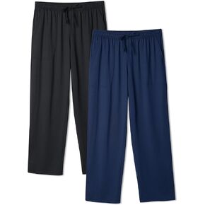 DAVID ARCHY Mens Pajama Pants, Pj Sleep Pajama Bottoms Lightweight Comfy Lounge Pants with Pockets 2 Pack