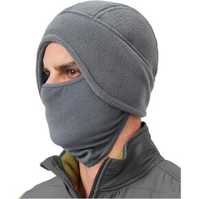 Zylioo Oversize XXL Fleece Skull Cap with Face Cover, XL/L Winter Ski Cycling Cap Under Helmet Liner, S/M Running Beanie