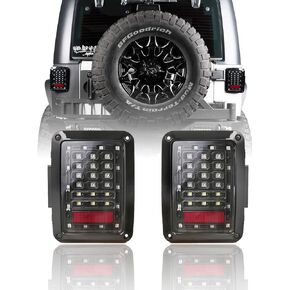 Hooke Road Wrangler JK Tail Light Assembly w/Brake Light & Turn Signal Compatible with Jeep JK Wrangler 2007-2018