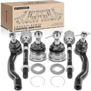 A-Premium Set of 6, Front Upper Ball Joint & Inner Outer Tie Rod End, Compatible with Nissan Frontier 2005-2018, Pathfinder 2005-2012, Xterra 2005-2015