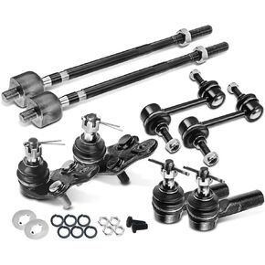 A-Premium Set of 8, Front Lower Ball Joint, Inner & Outer Tie Rod End, Rear Sway Bar Link, Compatible with Toyota Corolla 1988-1992, Geo Prizm 1989-1992, with Power Rack Gear Box Steering