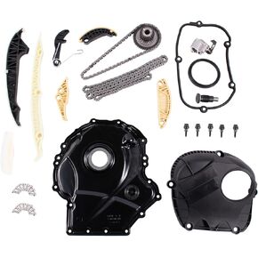 06H109509Q Engine Timing Chain Kit & Timing Cover Camshaft Sprocket Tensioner Guide Rail Kit Compatible with Audi A3 A4 A5 A6 A8 S3 S4 S5 S6 S8 VW Beetle EOS MK5 MK6 Passat CC 2008-2017