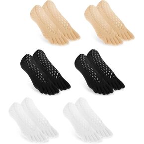 6 Pairs Bunion Relief Socks for Women Toe Separator Sock Align Toe Socks No Show Low Cut Five Finger Compression Socks Gel Tab Athletic Breathable Socks for Women