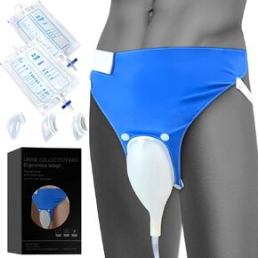Wearable Urinal Bag for Men/Women, Portable Urinals for Men, Reusable Male Urine Bag, Elderly Urinal with Urine Bags(2000ML*1+1000ML*1) for Bedridden Patients (Elderly Men-Grey)