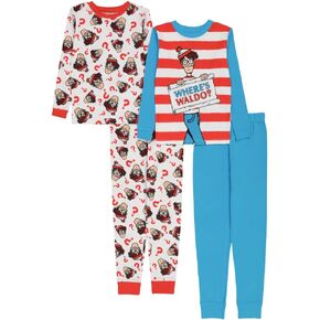 Boys' 4-Piece Snug-fit Cotton Pajama Set, Soft & Cute for Kids