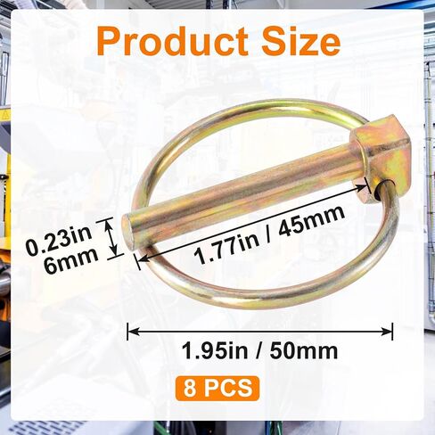 8pcs 1/4 بوصة طقم تشويش دبوس دبوس شاق مع الحلقة ، مقاطع دبوس بوابة بوابة الصلب الكربوني لجرارات المزرعة شاحنات العشب in Saudi Arabia