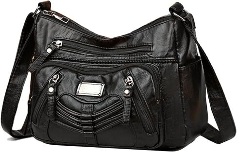 Womens Crossbody Bag Soft Leather Handbags Multi Pocket Satchel Waterproof Hobo Shoulder Bag Messenger Bag in Saudi Arabia
