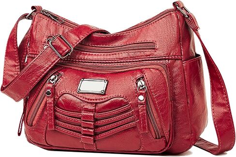 Womens Crossbody Bag Soft Leather Handbags Multi Pocket Satchel Waterproof Hobo Shoulder Bag Messenger Bag in Saudi Arabia