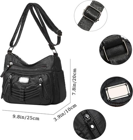Womens Crossbody Bag Soft Leather Handbags Multi Pocket Satchel Waterproof Hobo Shoulder Bag Messenger Bag in Saudi Arabia