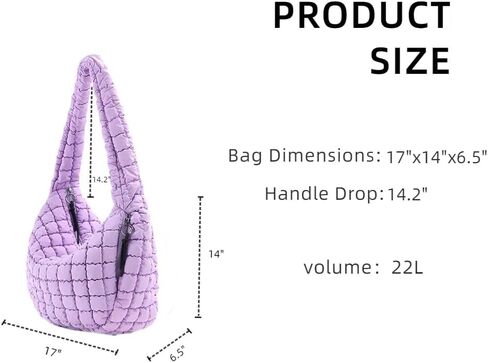VAKAER Puffer Tote Bag for Women Quilted Crossbody Large Hobo Carryall Lightweight Padded Shoulder Bag for Travel Work in Kuwait