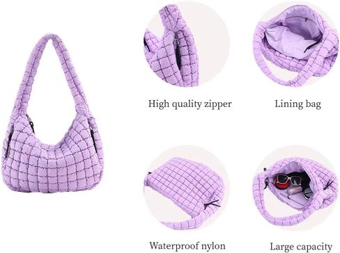 VAKAER Puffer Tote Bag for Women Quilted Crossbody Large Hobo Carryall Lightweight Padded Shoulder Bag for Travel Work in Kuwait