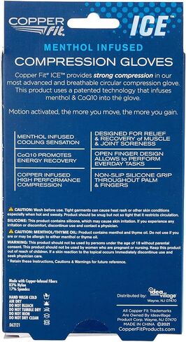 Copper Fit ICE Compression Gloves Infused with Menthol, Black, Small/Medium in Saudi Arabia