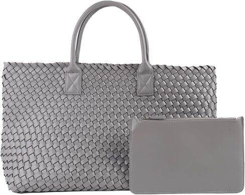 Woven Tote Bag Large Vegan Leather Bucket Bag, Fashion Handwoven Shopper Bags for Women in Saudi Arabia