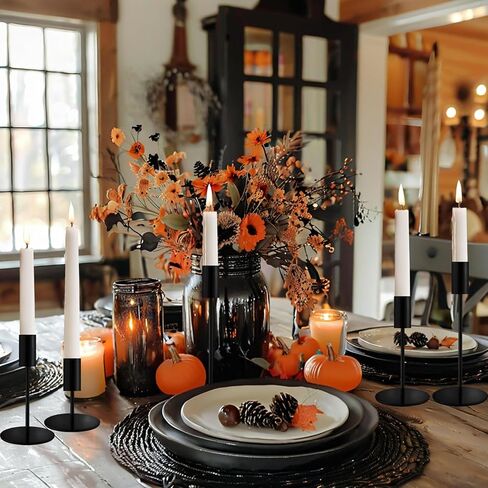 Gold Taper Candlestick Holders,Set of 6,Metal Taper Candle Sticks Stand Holders,Modern Decorative Candle Holders for Wedding Certerpieces,Festive, Mantel,Home,Party (French Glod, Set of 6) in Kuwait